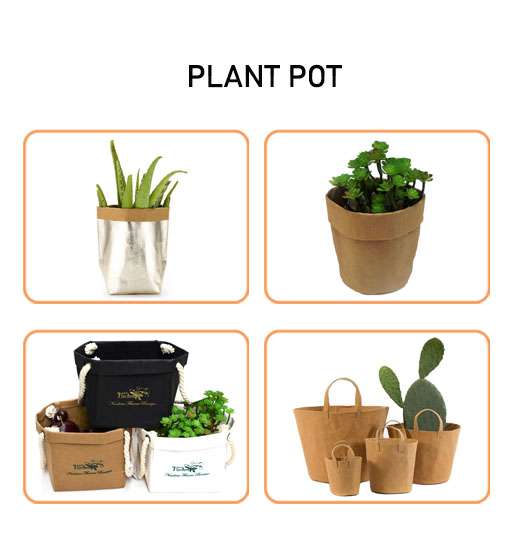 Washable kraft paper plant pot
