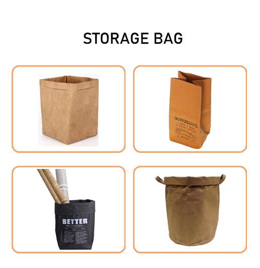 Washable kraft paper storage bag