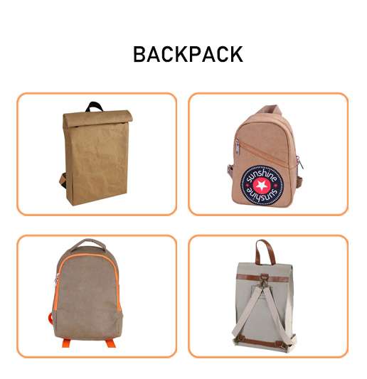 Washable kraft paper backpack