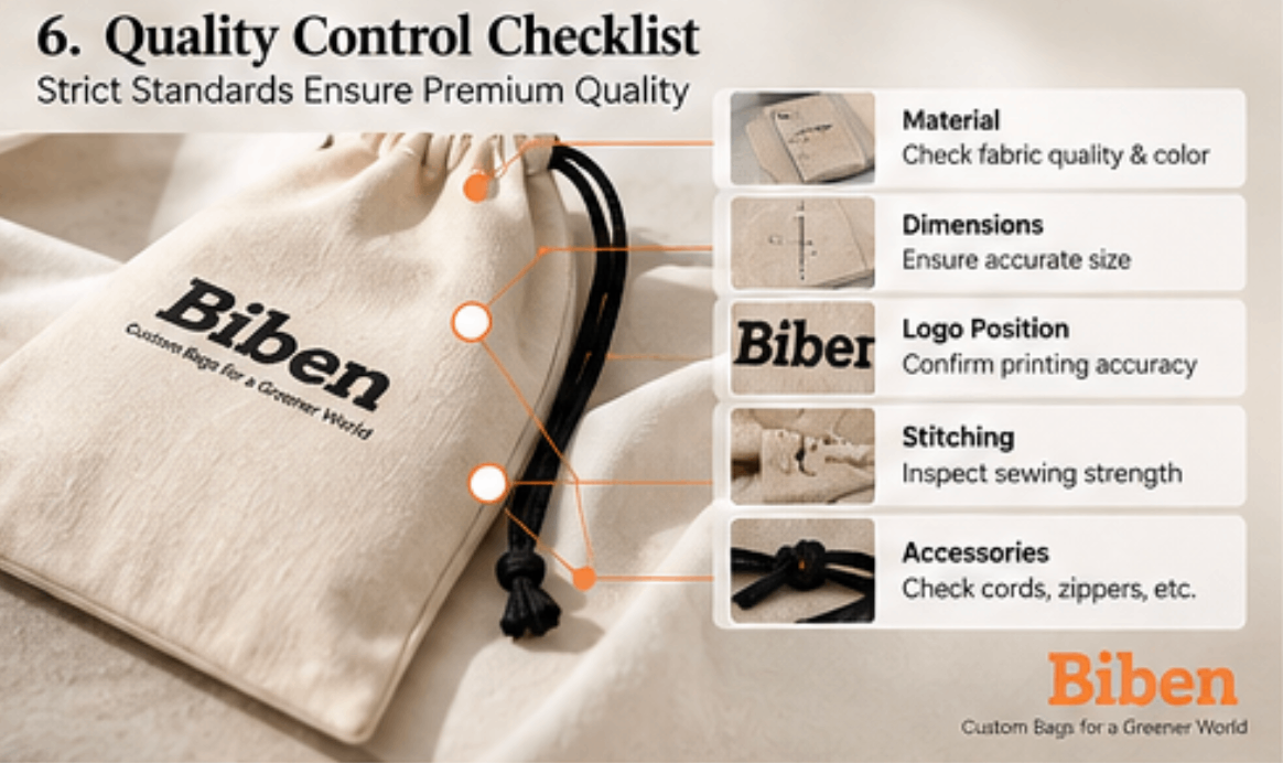 Custom fabric packaging bag quality control checklist for wholesale buyers